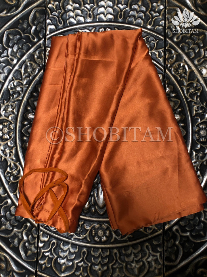 Premium Quality rust orange Satin Petticoat for saree,medium size | SHOBITAM