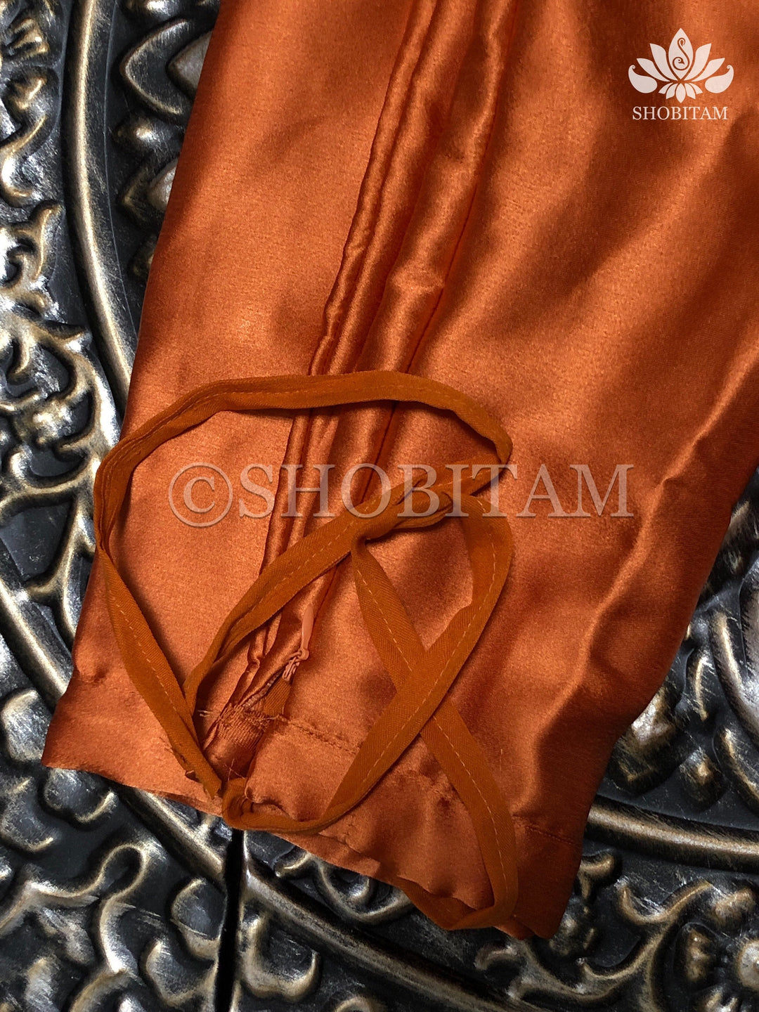 Premium Quality rust orange Satin Petticoat for saree,medium size | SHOBITAM