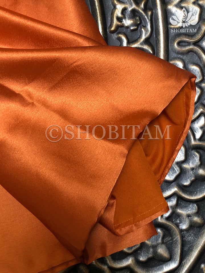 Premium Quality rust orange Satin Petticoat for saree,medium size | SHOBITAM