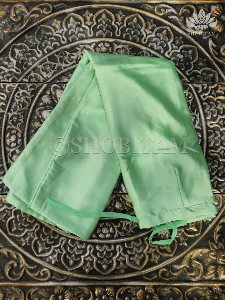 Premium Quality pista green Satin Petticoat for saree,medium size | SHOBITAM