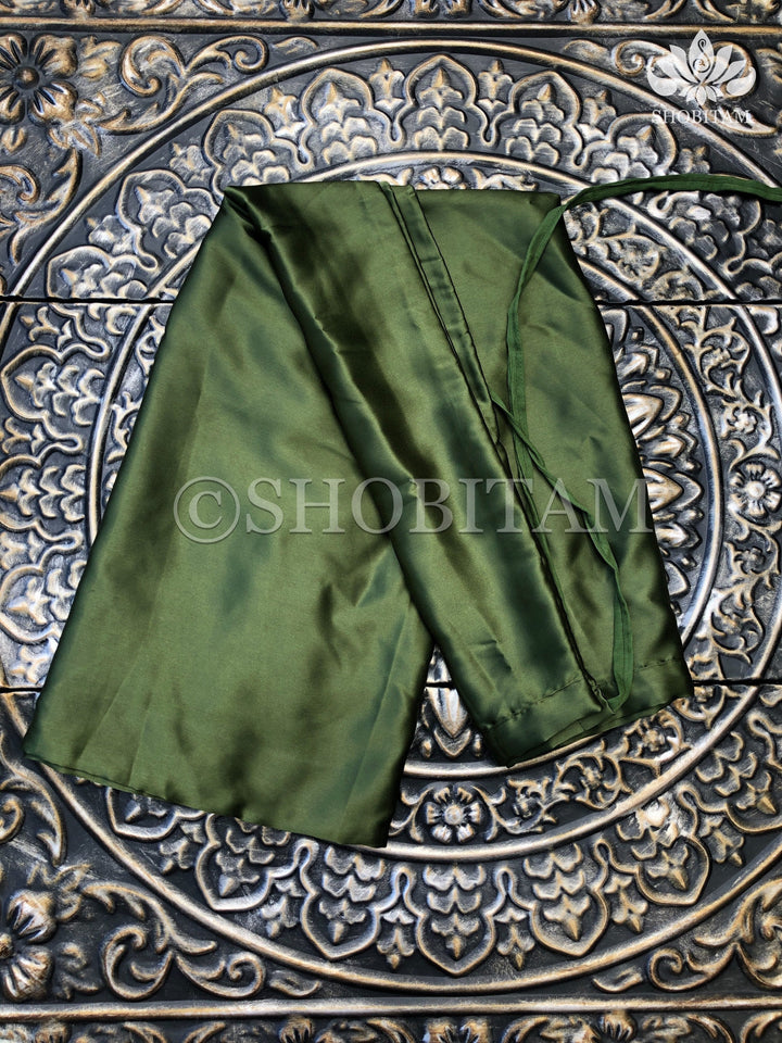 Premium Quality olive green Satin Petticoat for saree,medium size | SHOBITAM