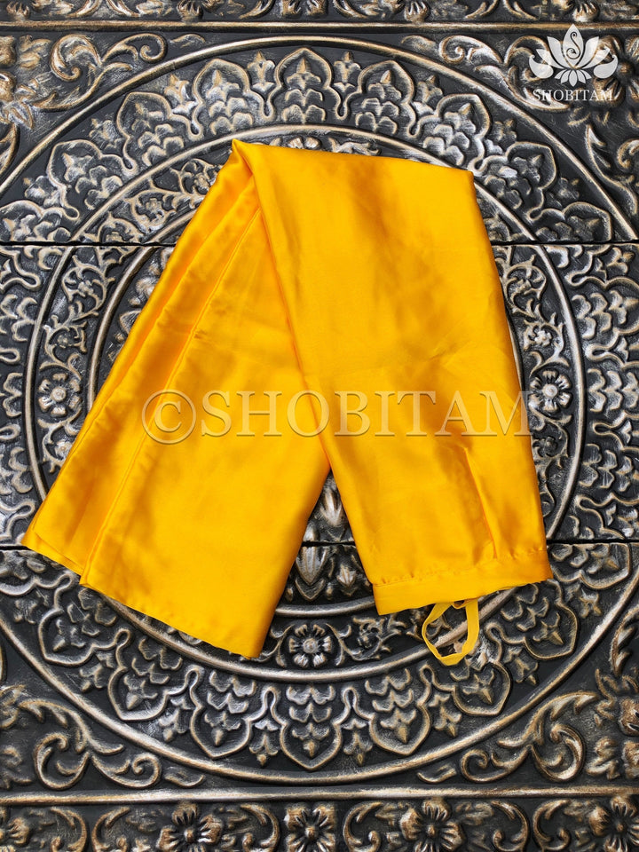 Premium Quality bright yellow Satin Petticoat for saree,medium size | SHOBITAM