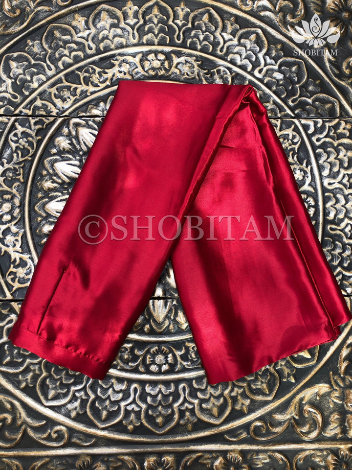 Premium Quality dark red Satin Petticoat for saree,medium size