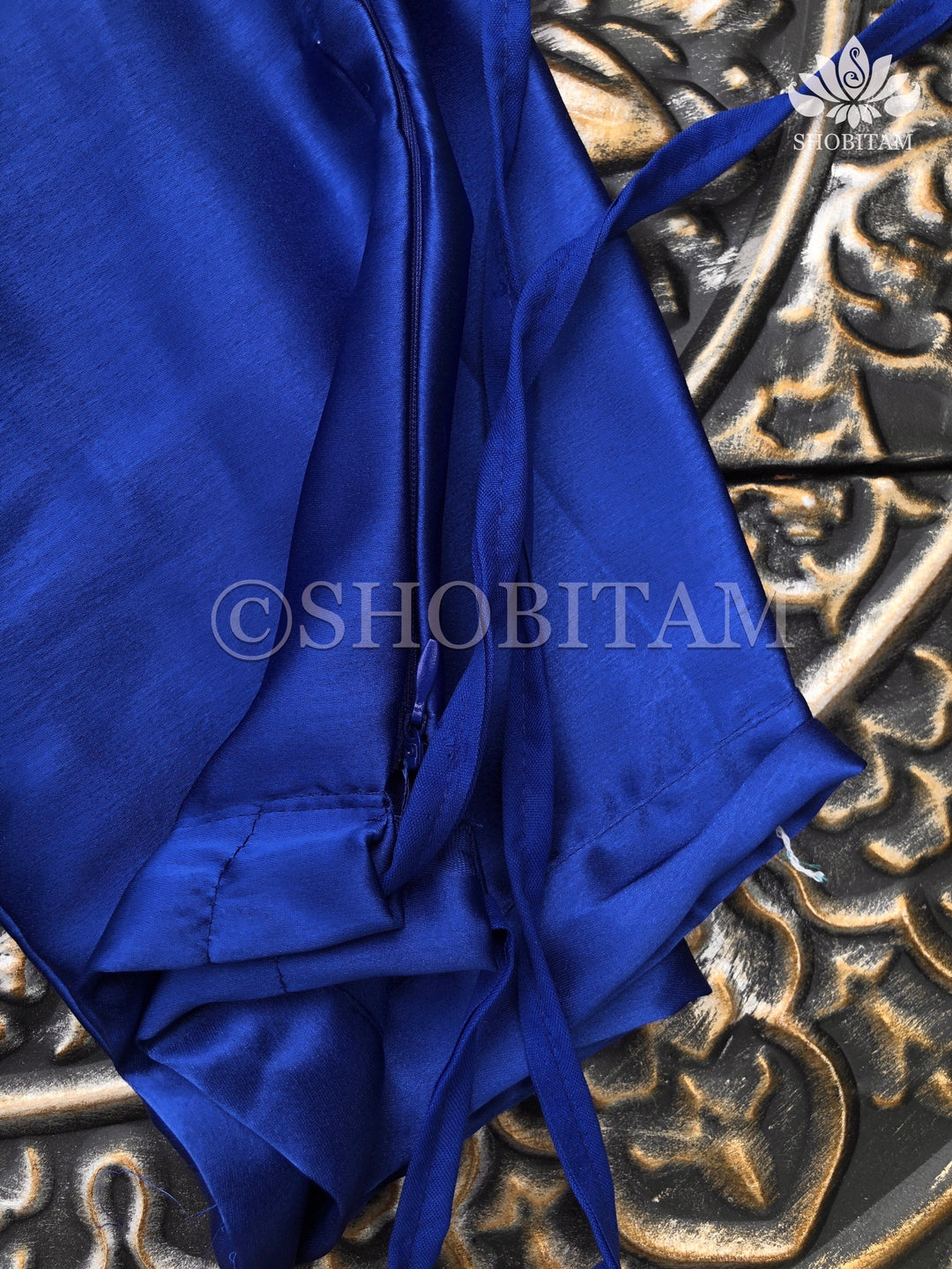 Premium Quality royal blue Satin Petticoat for saree,medium size | SHOBITAM