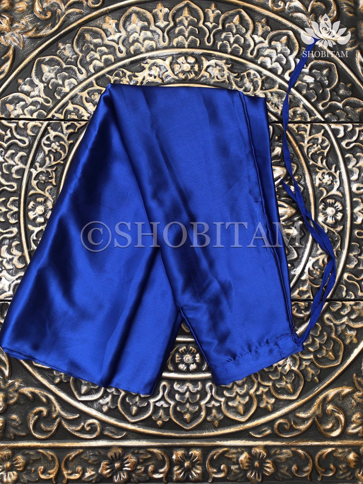 Premium Quality royal blue Satin Petticoat for saree,medium size | SHOBITAM