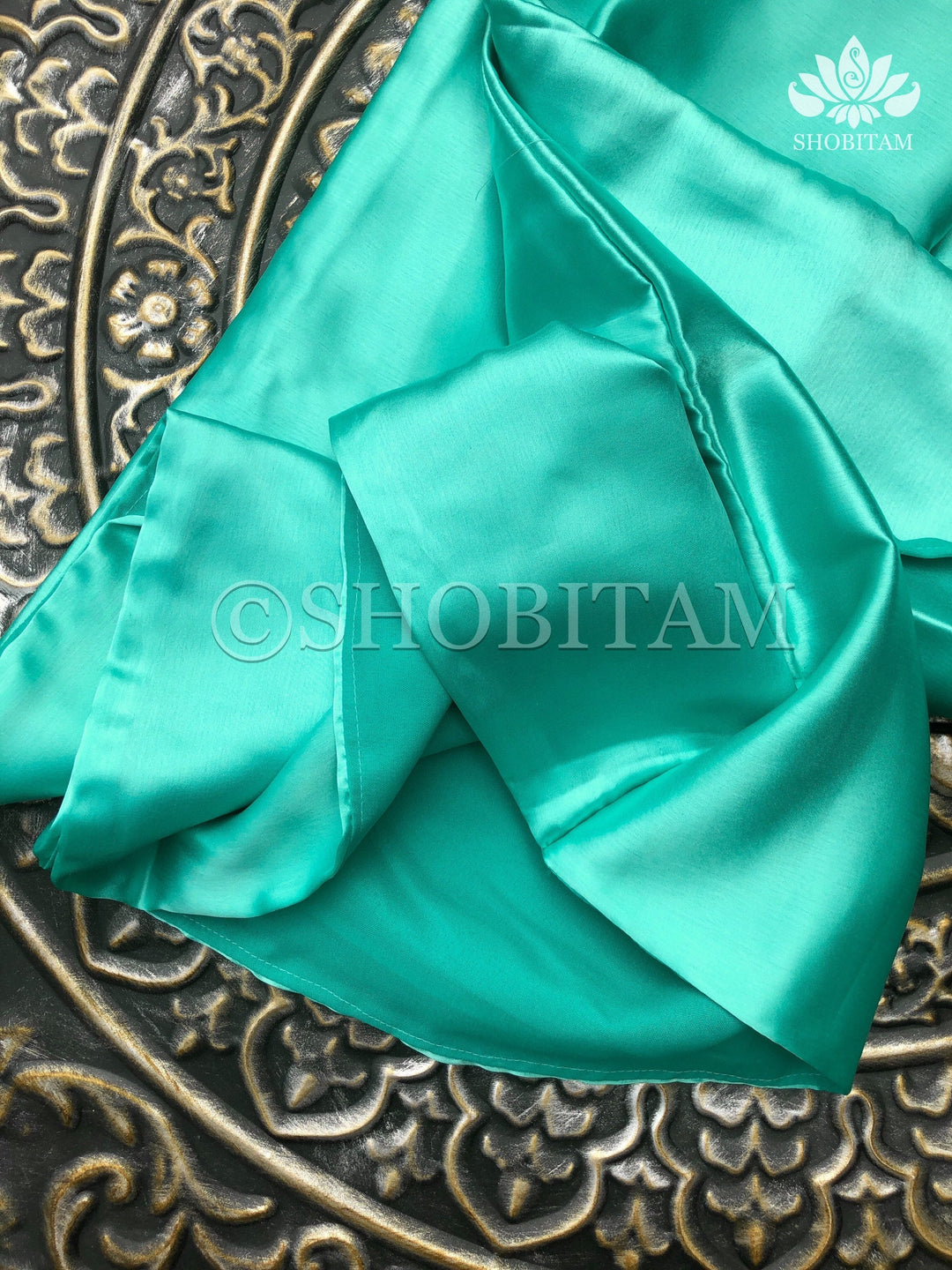 Premium Quality sea green Satin Petticoat for saree, Extra Large Size | SHOBITAM