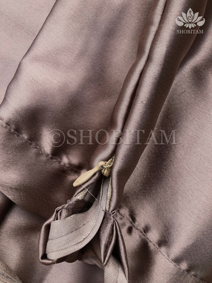 Premium Quality taupe Satin Petticoat for saree,medium size | SHOBITAM