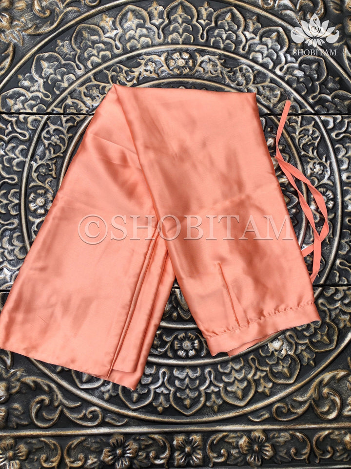 Premium Quality peach Satin Petticoat for saree,medium size | SHOBITAM