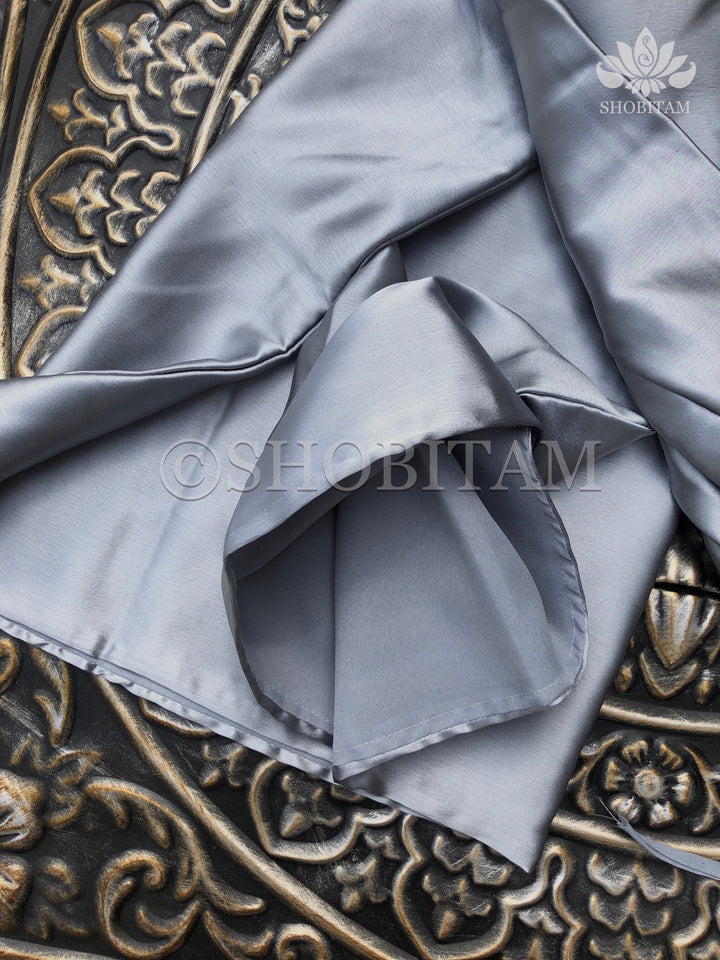 Premium Quality Gray Satin Petticoat for saree,medium size | SHOBITAM