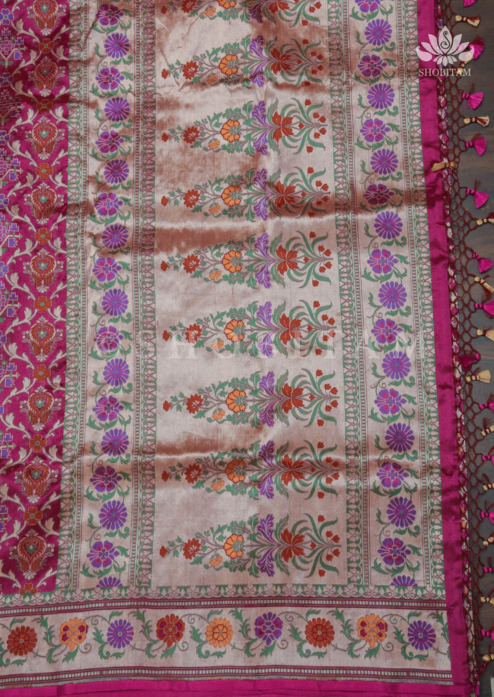 Exquisite Banarasi Patola Meenakari Katan Silk Saree in Pink with Intricate Pallu | SILK MARK CERTIFIED