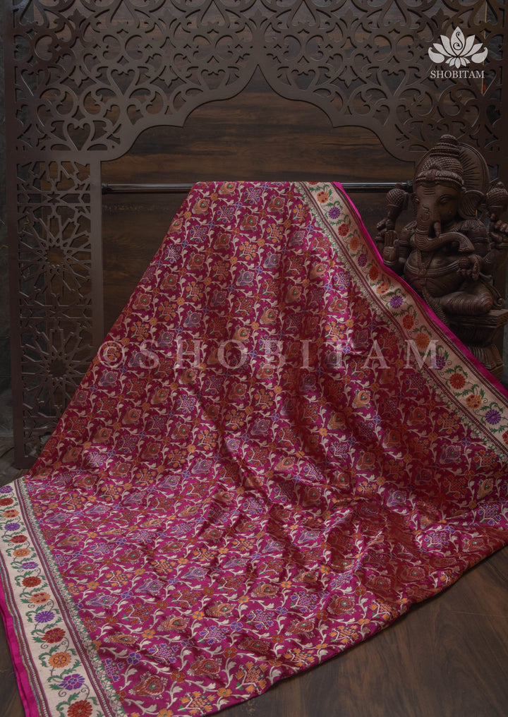 Exquisite Banarasi Patola Meenakari Katan Silk Saree in Pink with Intricate Pallu | SILK MARK CERTIFIED