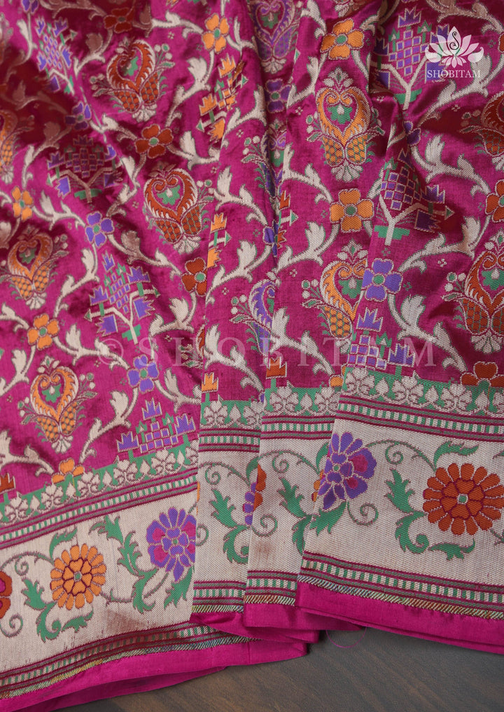 Exquisite Banarasi Patola Meenakari Katan Silk Saree in Pink with Intricate Pallu | SILK MARK CERTIFIED