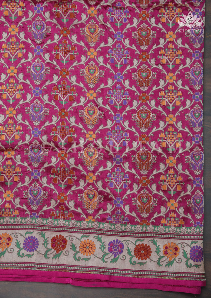 Exquisite Banarasi Patola Meenakari Katan Silk Saree in Pink with Intricate Pallu | SILK MARK CERTIFIED
