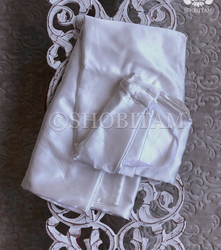 Premium Quality white Satin Petticoat for saree,medium size | SHOBITAM