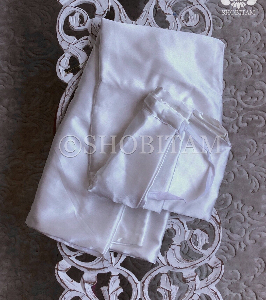 Premium Quality white Satin Petticoat for saree,medium size | SHOBITAM