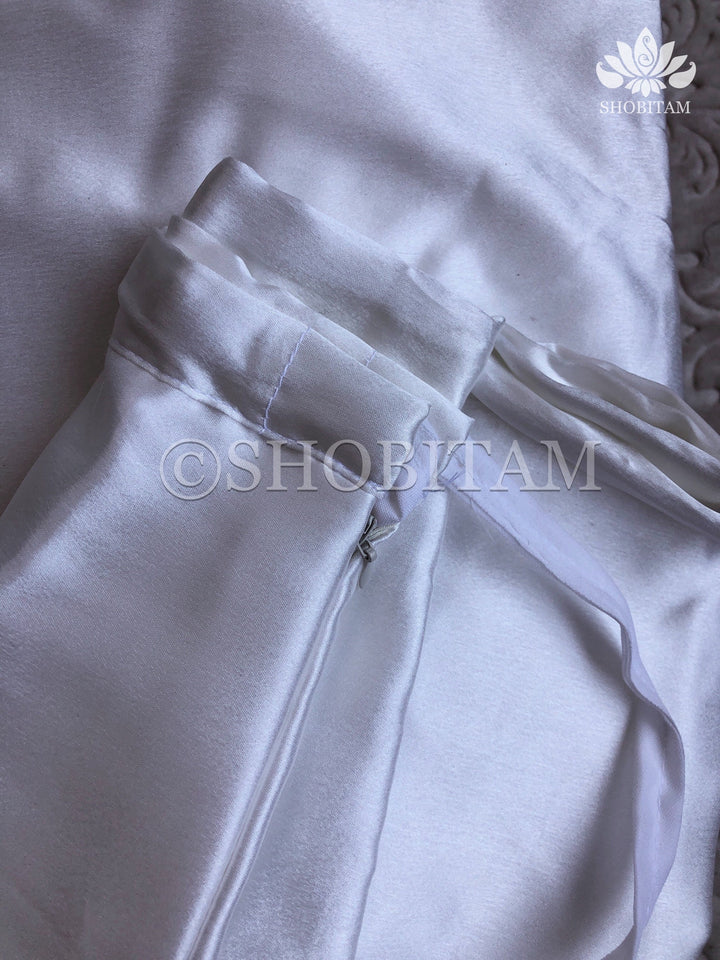 Premium Quality white Satin Petticoat for saree,medium size | SHOBITAM