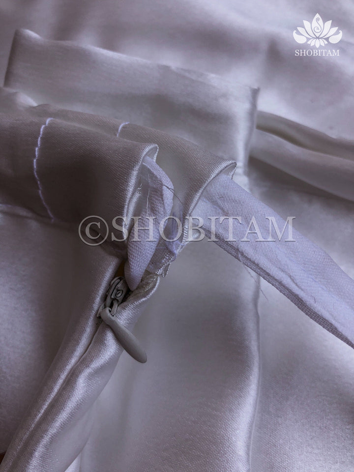 Premium Quality white Satin Petticoat for saree,medium size | SHOBITAM