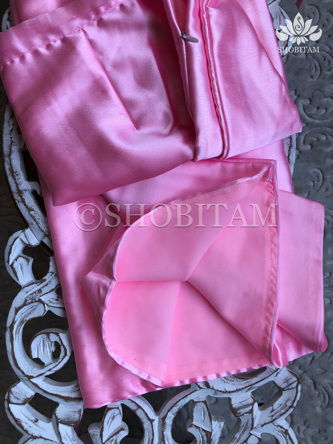 Premium Quality light pink Satin Petticoat for saree,medium size | SHOBITAM