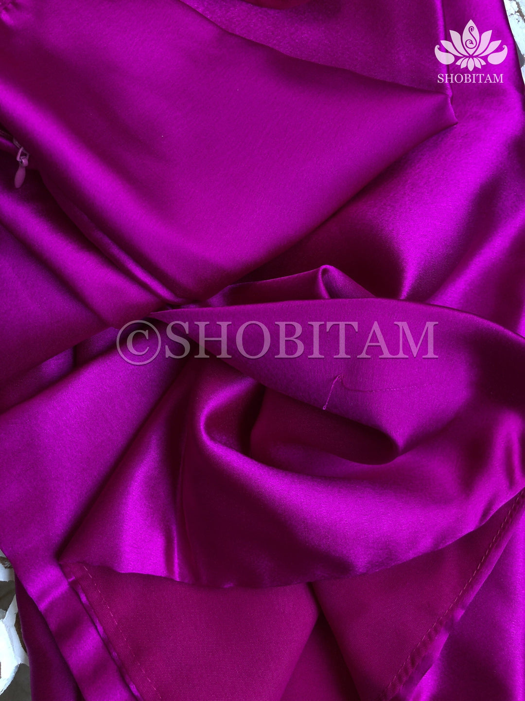 Premium Quality Magenta Satin Petticoat for saree,medium size | SHOBITAM