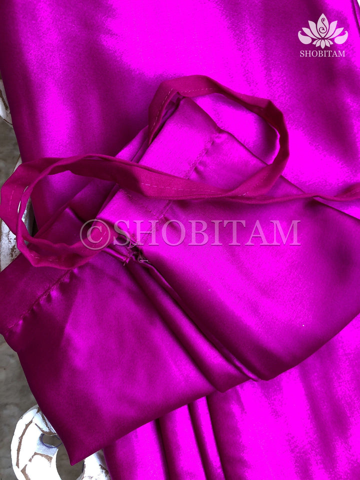 Premium Quality Magenta Satin Petticoat for saree,medium size | SHOBITAM