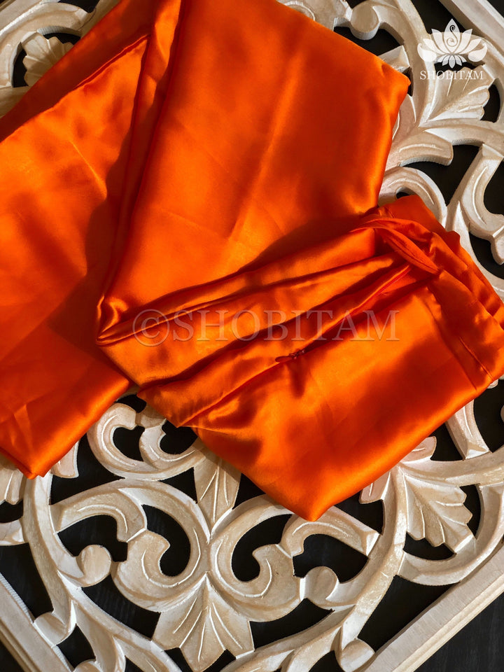 Premium Quality Orange Satin Petticoat for saree,medium size | SHOBITAM
