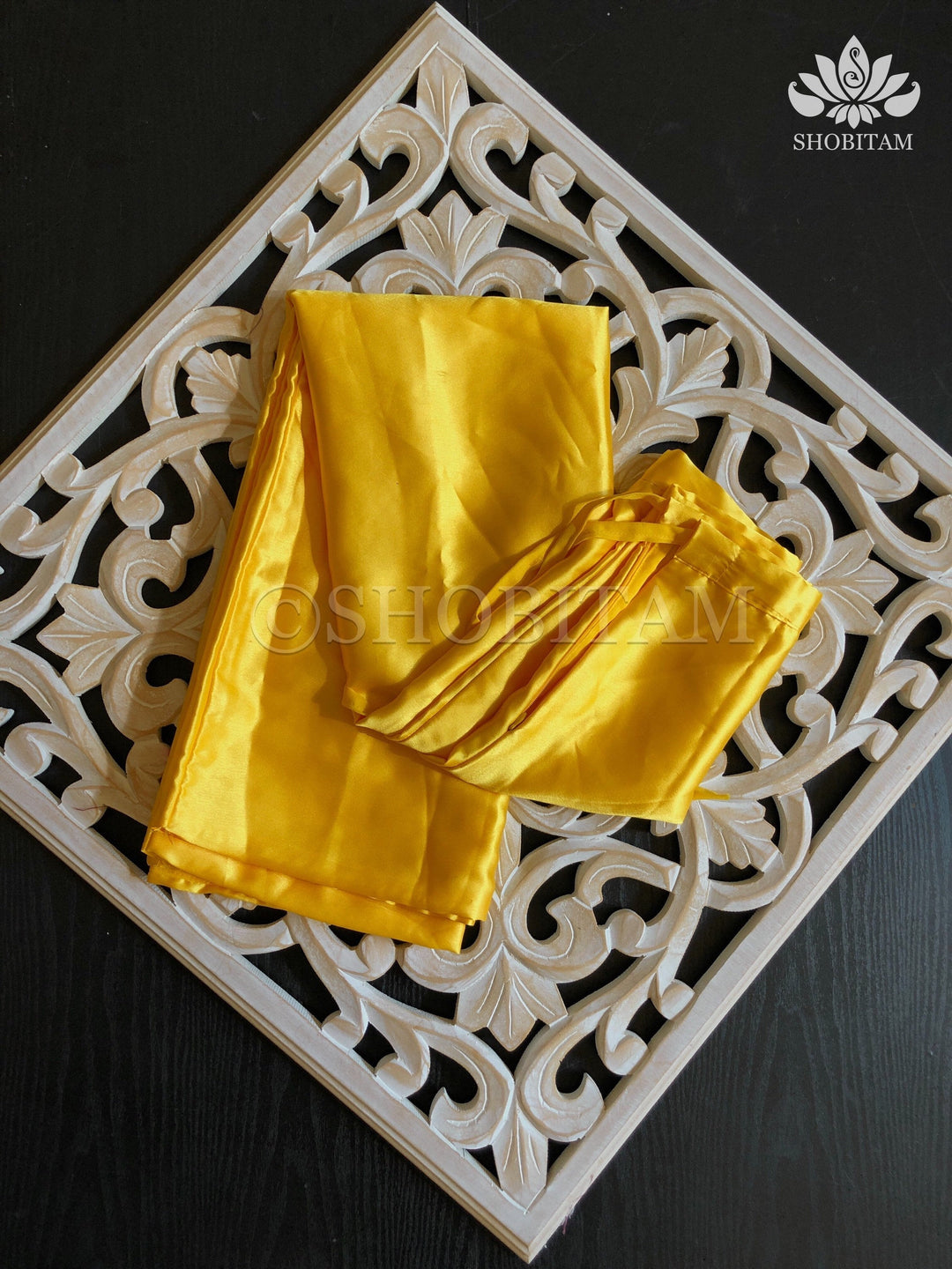 Premium Quality Yellow Satin Petticoat for saree,medium size | SHOBITAM