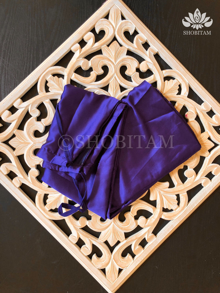 Premium Quality Blue Satin Petticoat for saree,medium size | SHOBITAM