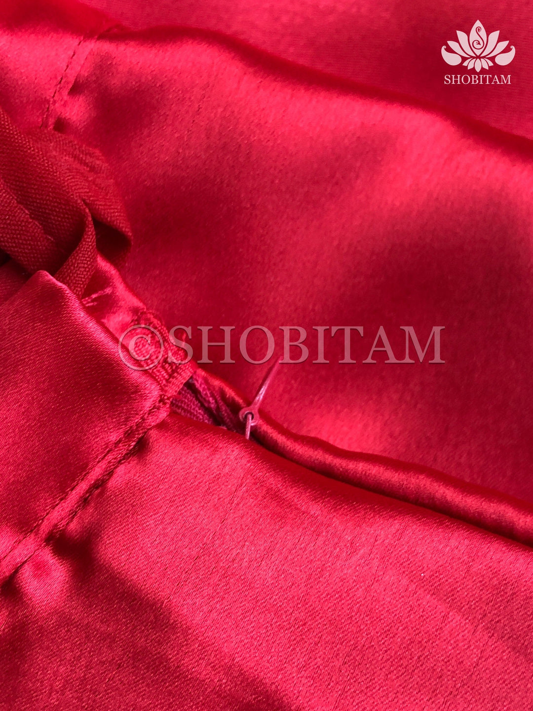 Premium Quality Red Satin Petticoat for saree,medium size | SHOBITAM