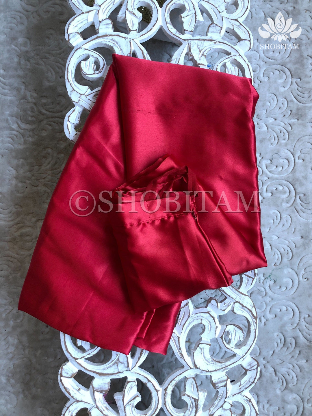 Premium Quality Red Satin Petticoat for saree,medium size | SHOBITAM
