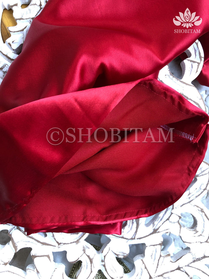 Premium Quality Red Satin Petticoat for saree,medium size | SHOBITAM