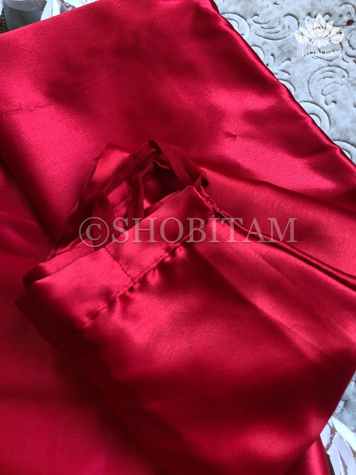 Premium Quality Red Satin Petticoat for saree,medium size | SHOBITAM