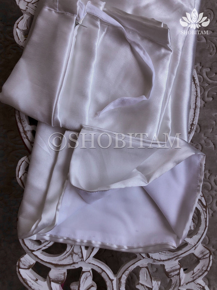 Premium Quality white Satin Petticoat for saree,medium size | SHOBITAM