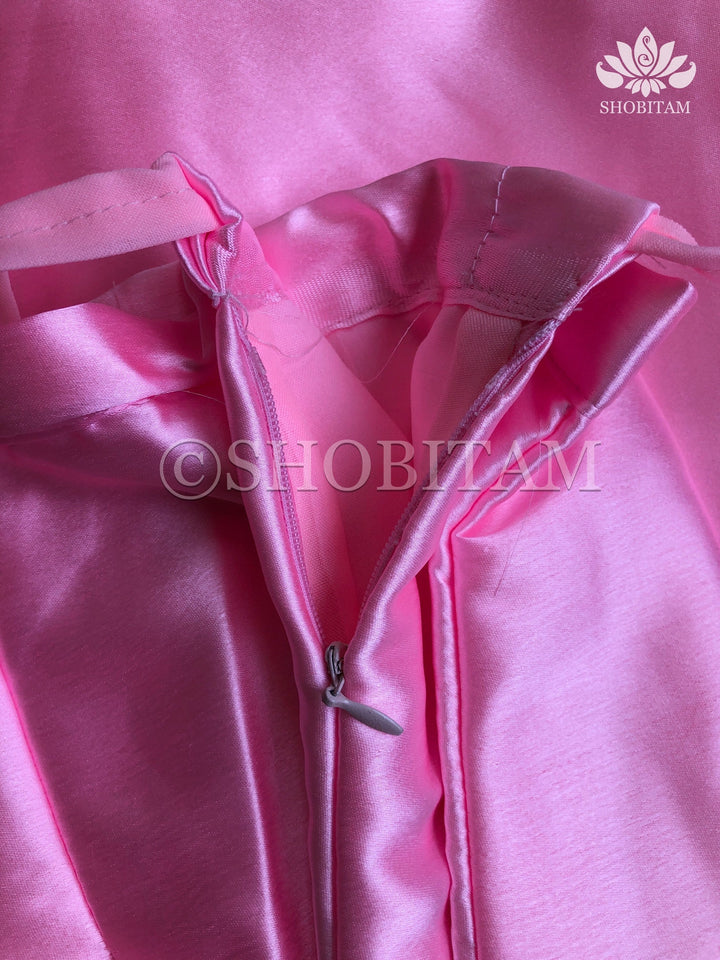 Premium Quality light pink Satin Petticoat for saree,medium size | SHOBITAM