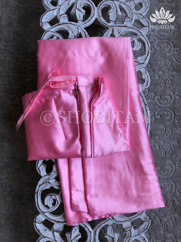 Premium Quality light pink Satin Petticoat for saree,medium size | SHOBITAM