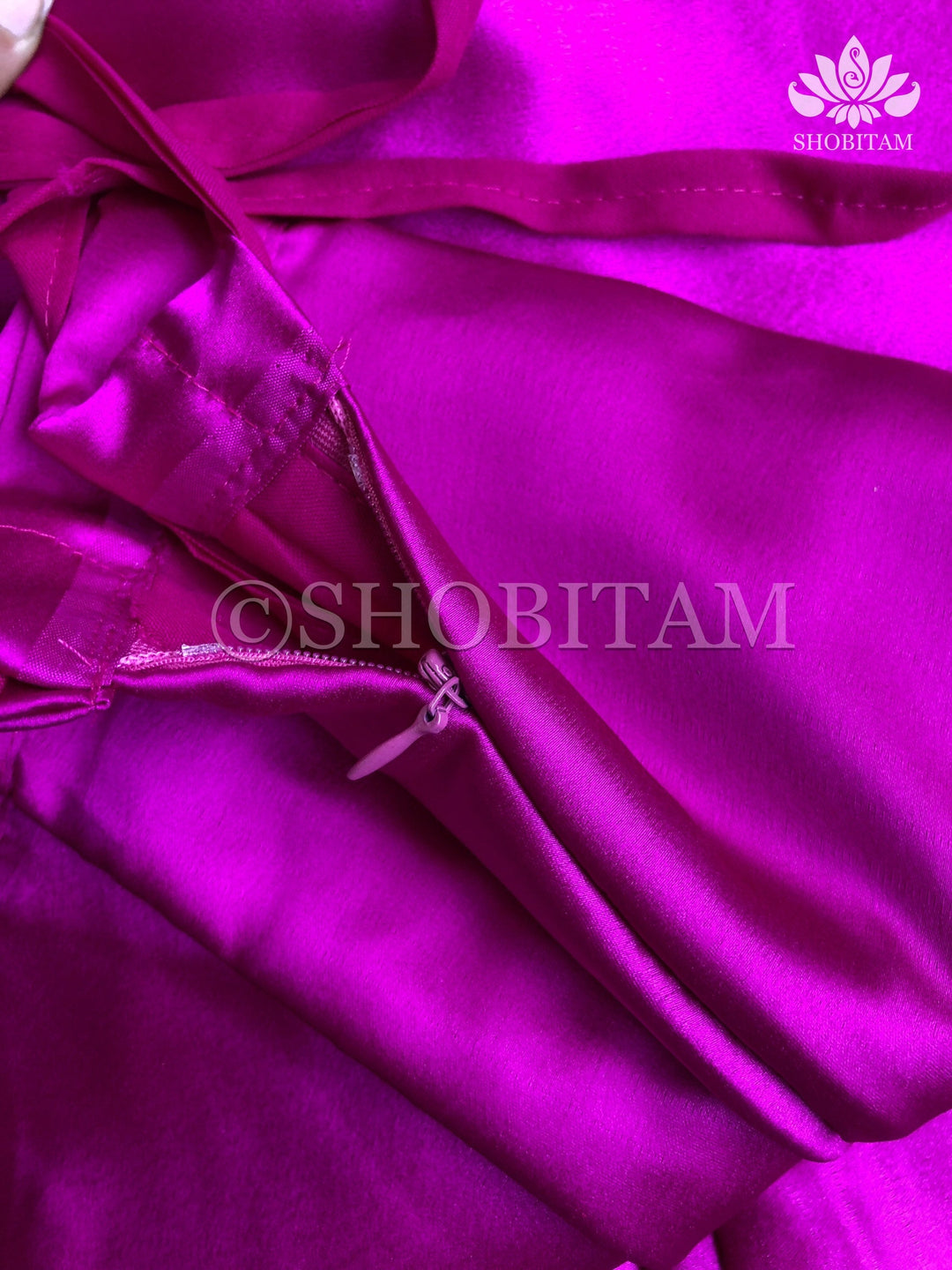 Premium Quality Magenta Satin Petticoat for saree,medium size | SHOBITAM