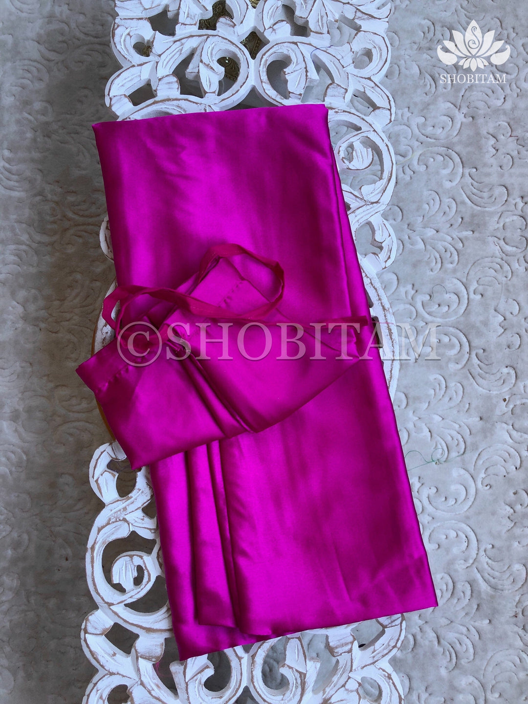 Premium Quality Magenta Satin Petticoat for saree,medium size | SHOBITAM