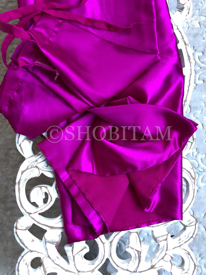 Premium Quality Magenta Satin Petticoat for saree,medium size | SHOBITAM
