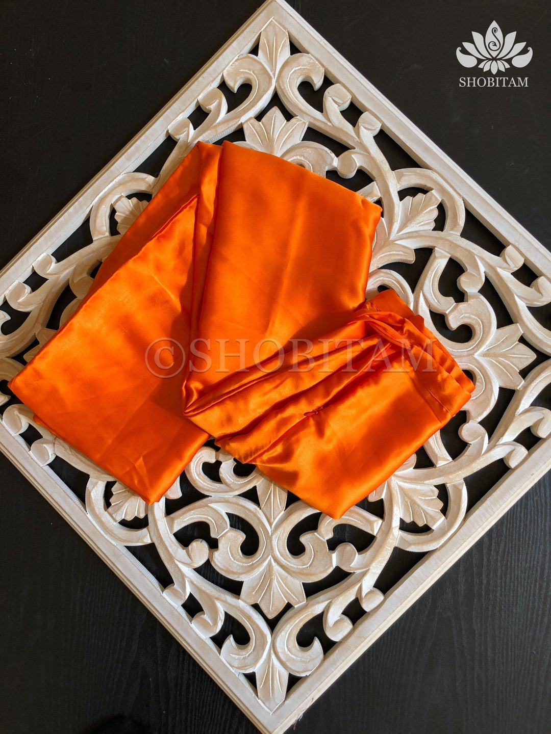 Premium Quality Orange Satin Petticoat for saree,medium size | SHOBITAM