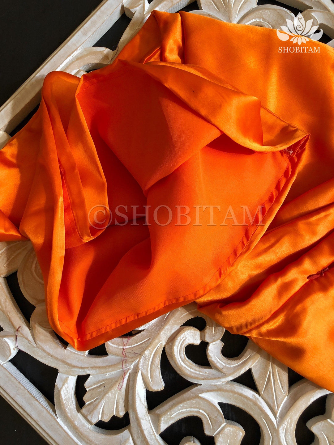 Premium Quality Orange Satin Petticoat for saree,medium size | SHOBITAM