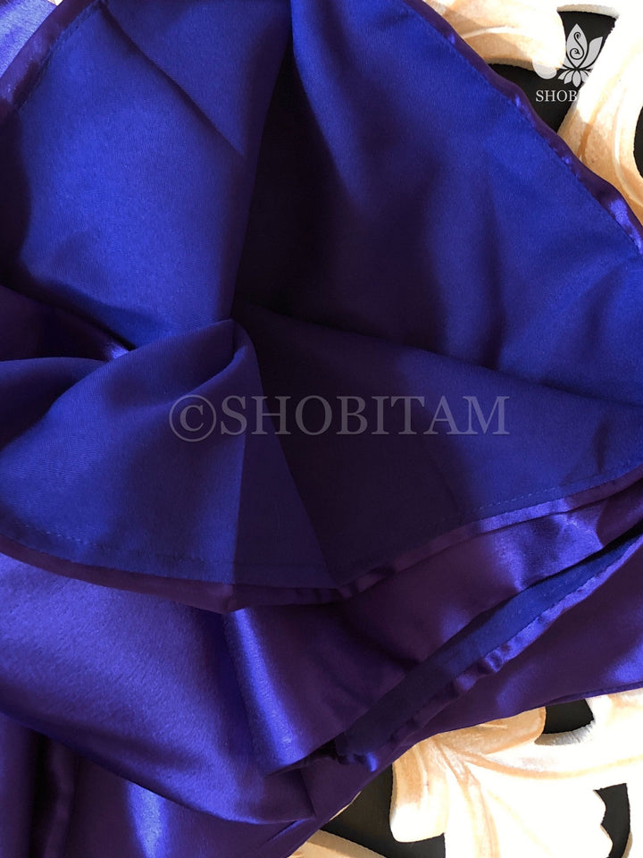 Premium Quality Blue Satin Petticoat for saree,medium size | SHOBITAM