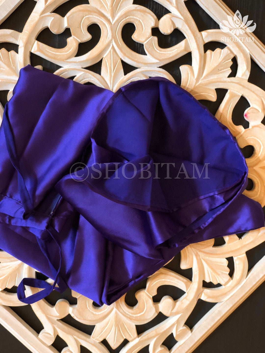 Premium Quality Blue Satin Petticoat for saree,medium size | SHOBITAM