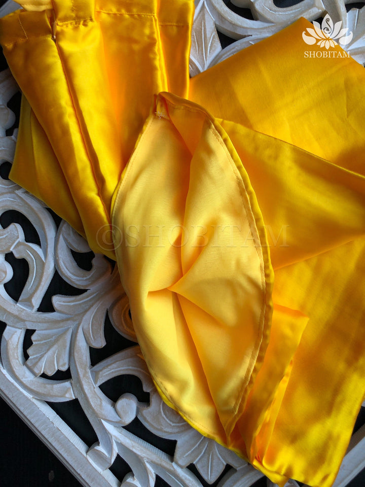 Yellow Satin Petticoat in standard Size | SHOBITAM