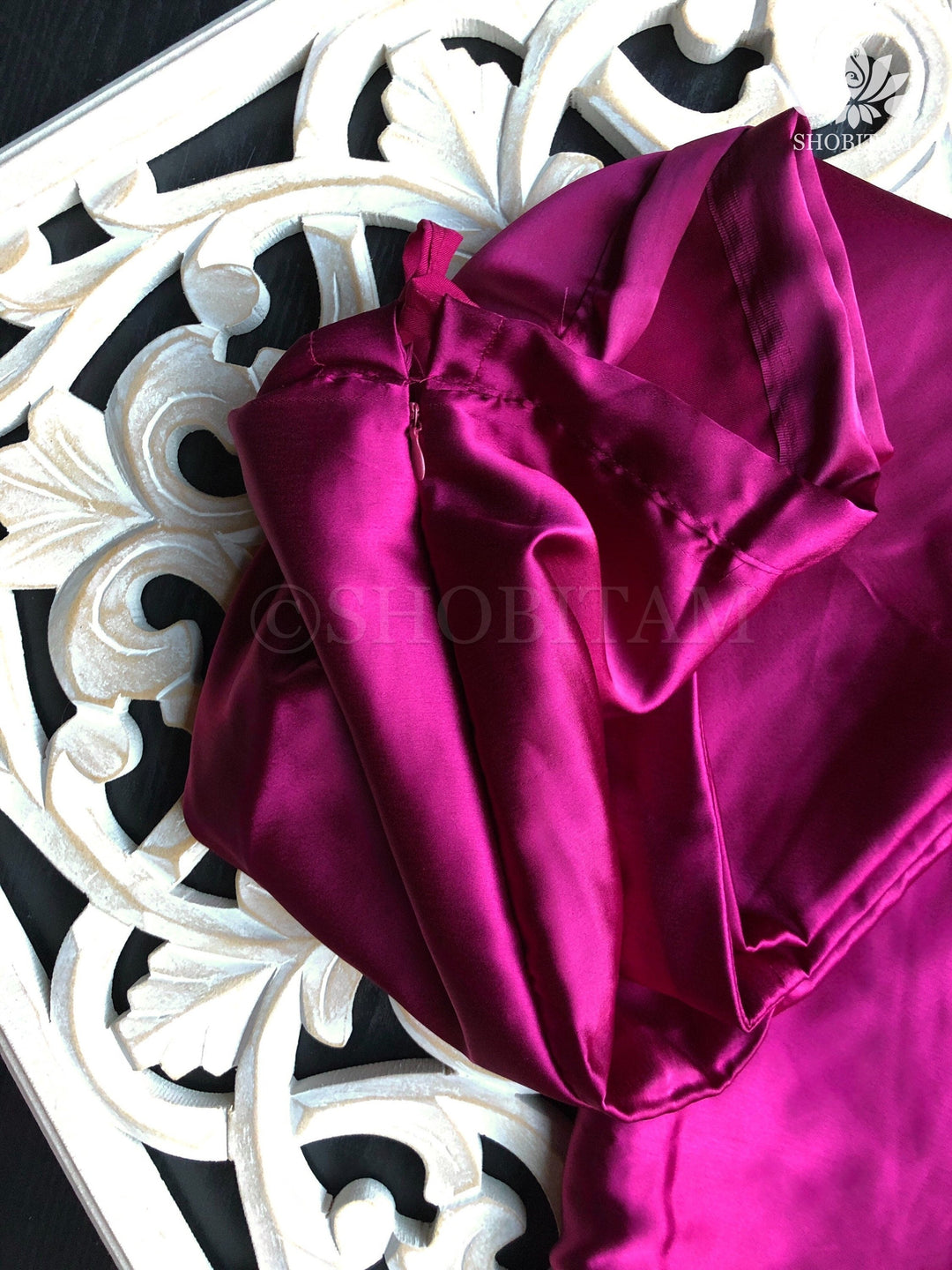 Premium Quality Pink Fuchsia Satin Petticoat for saree, in standard size. | SHOBITAM