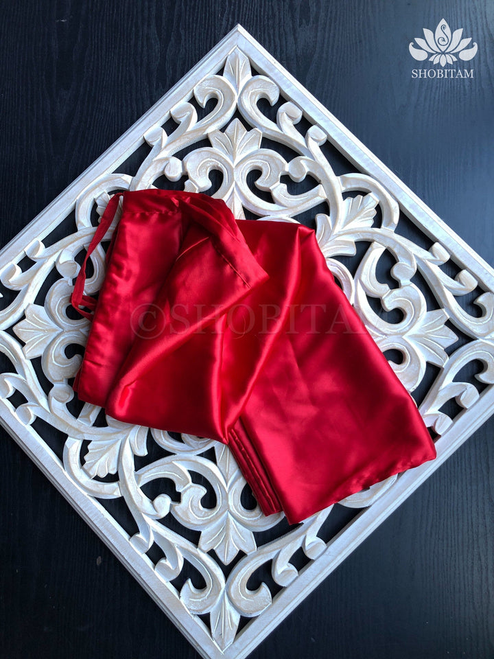 Premium Quality Red Satin Petticoat for saree, in standard size. | SHOBITAM