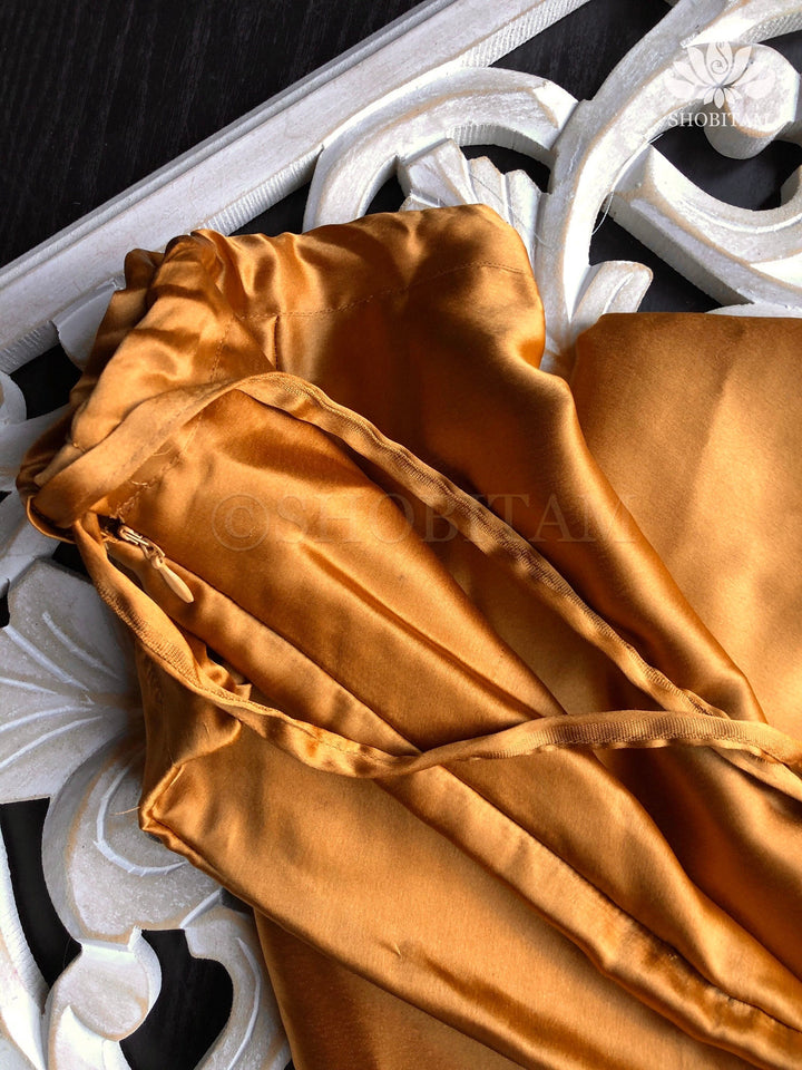 Premium Quality Amber Satin Petticoat for saree, in standard size. | SHOBITAM