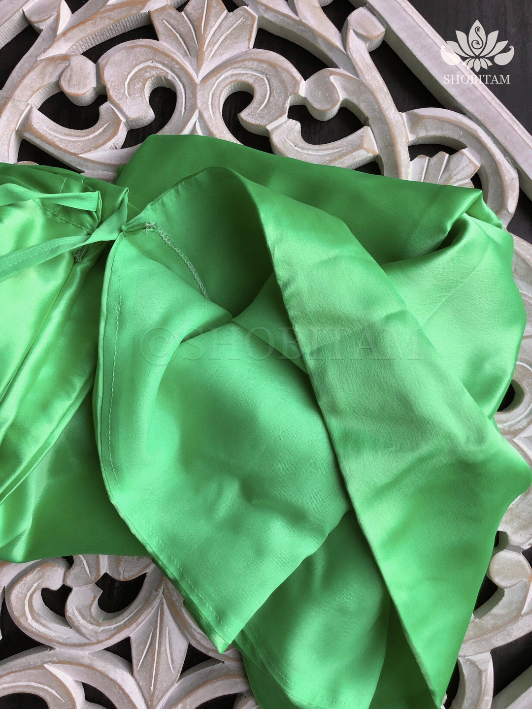 Premium Quality Irish Green  Satin Petticoat for saree, in standard size. | SHOBITAM