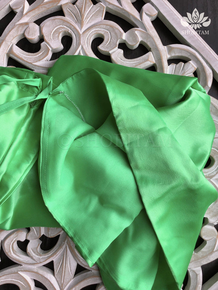 Premium Quality Irish Green  Satin Petticoat for saree, in standard size. | SHOBITAM