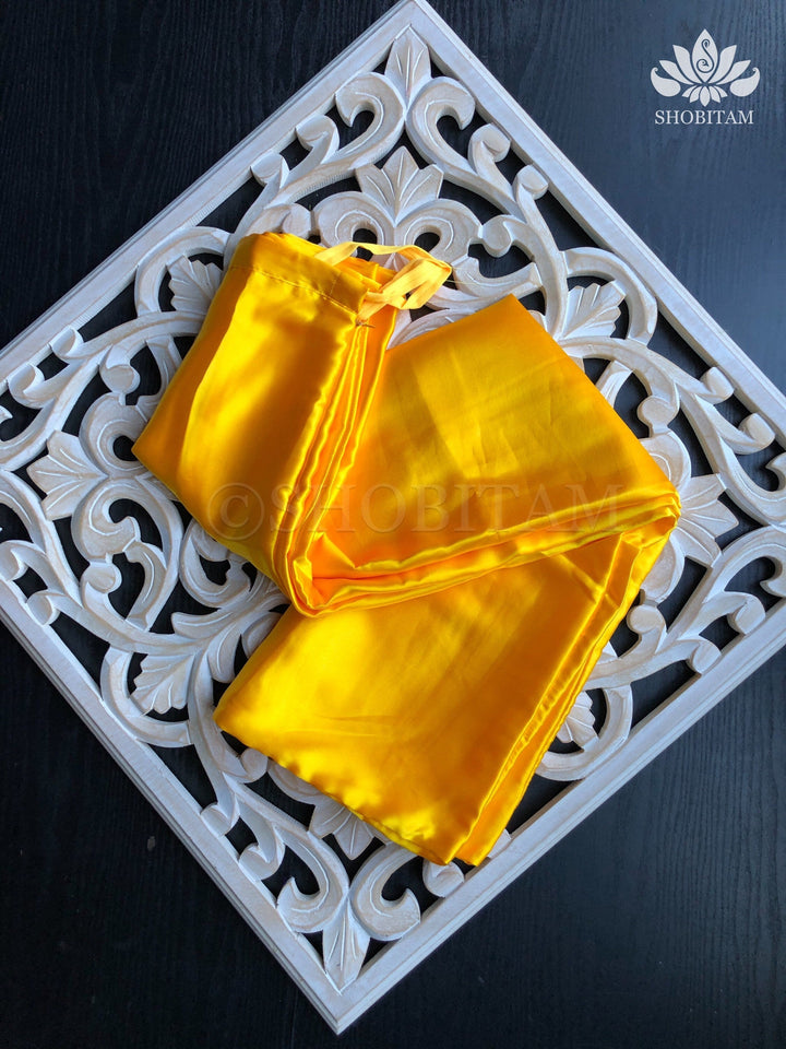 Yellow Satin Petticoat in standard Size | SHOBITAM