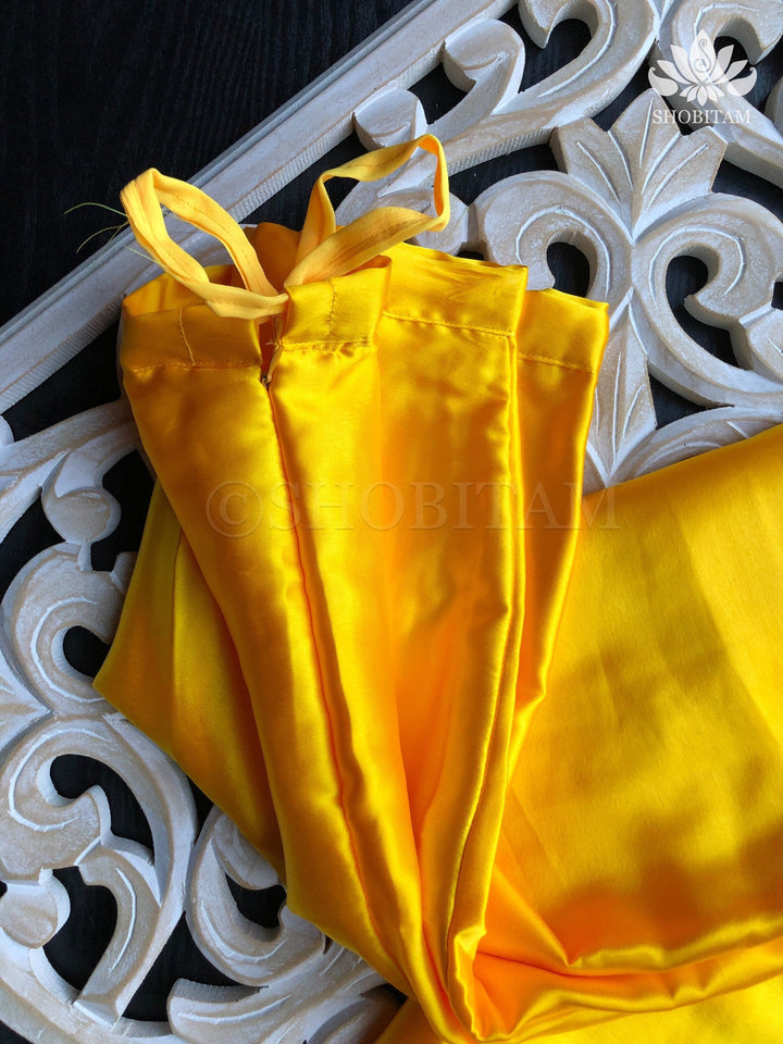 Yellow Satin Petticoat in standard Size | SHOBITAM