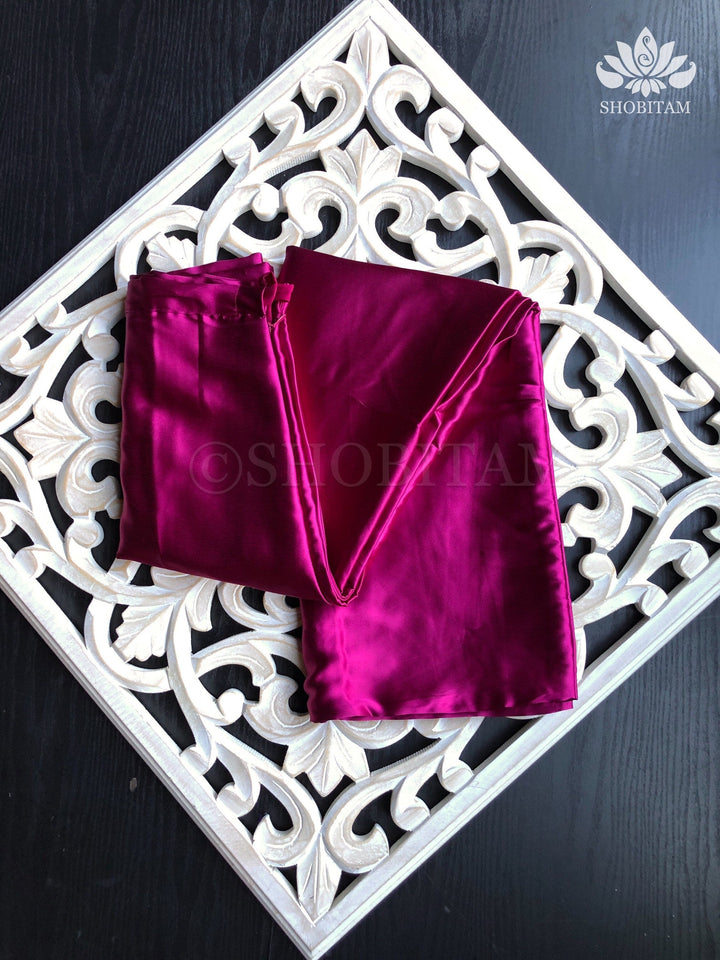 Premium Quality Pink Fuchsia Satin Petticoat for saree, in standard size. | SHOBITAM